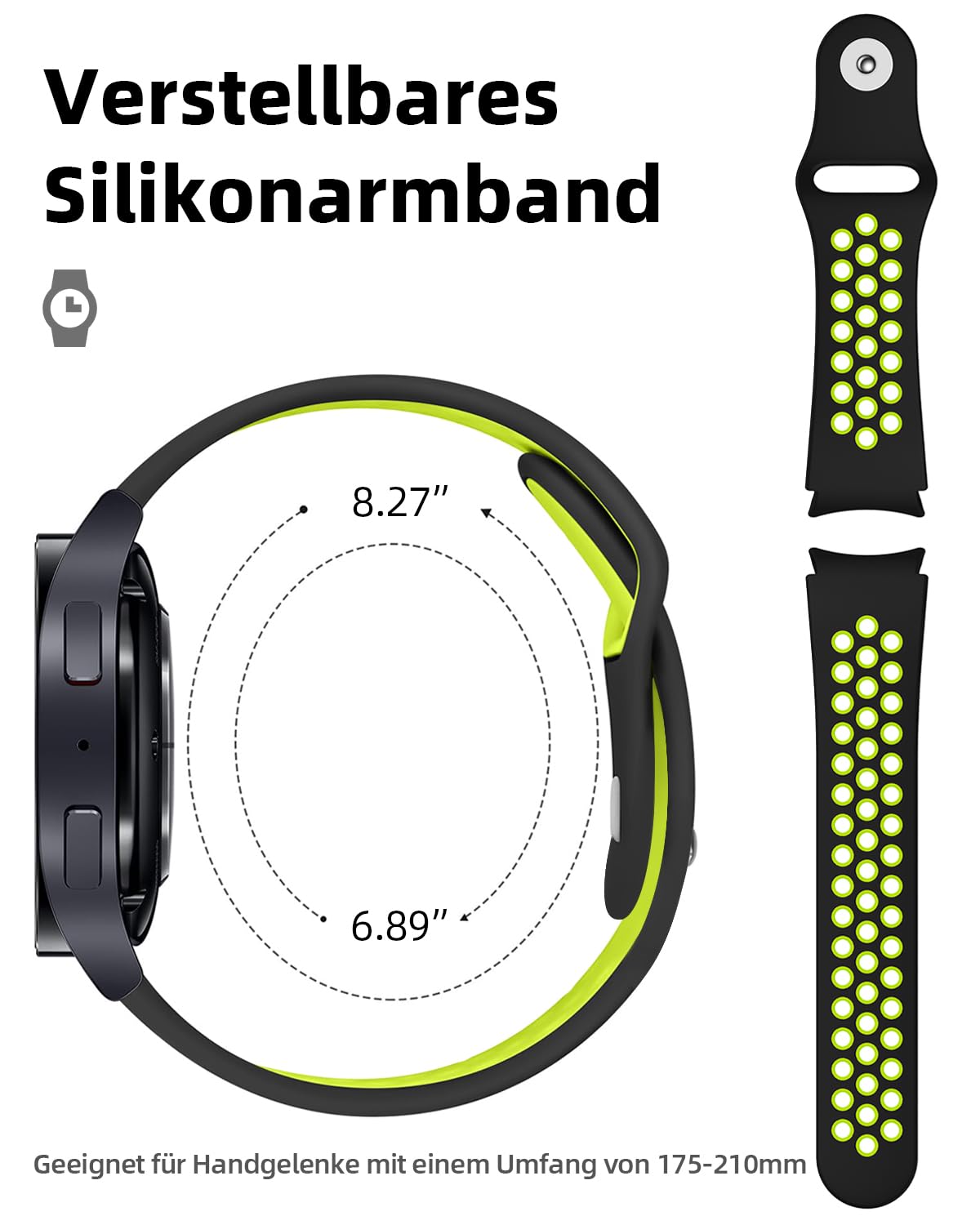 Sportowy silikonowy pasek do zegarka Samsung Galaxy Watch 6/5/4, 44 mm 40 mm / Watch 6 Classic 47 mm 43 mm / Watch 5 45 mm / Watch 4 Classic 46 mm 42 mm