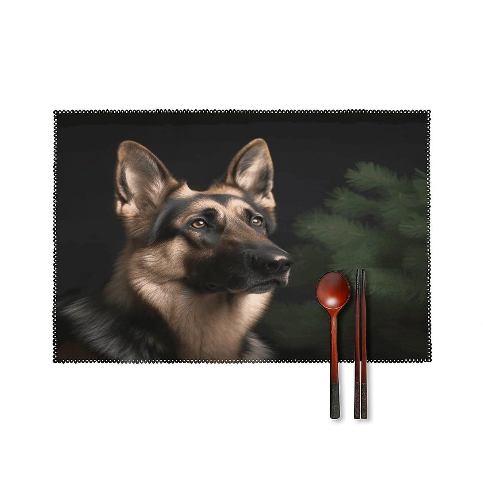 German Shepherd Placemats Set of 6 Heat Resistant Non-Slip Place Mats Washable Wipeable Table Mats Elegant Farmhouse Placemat for Kitchen Dining Outdoor Party Table Decor