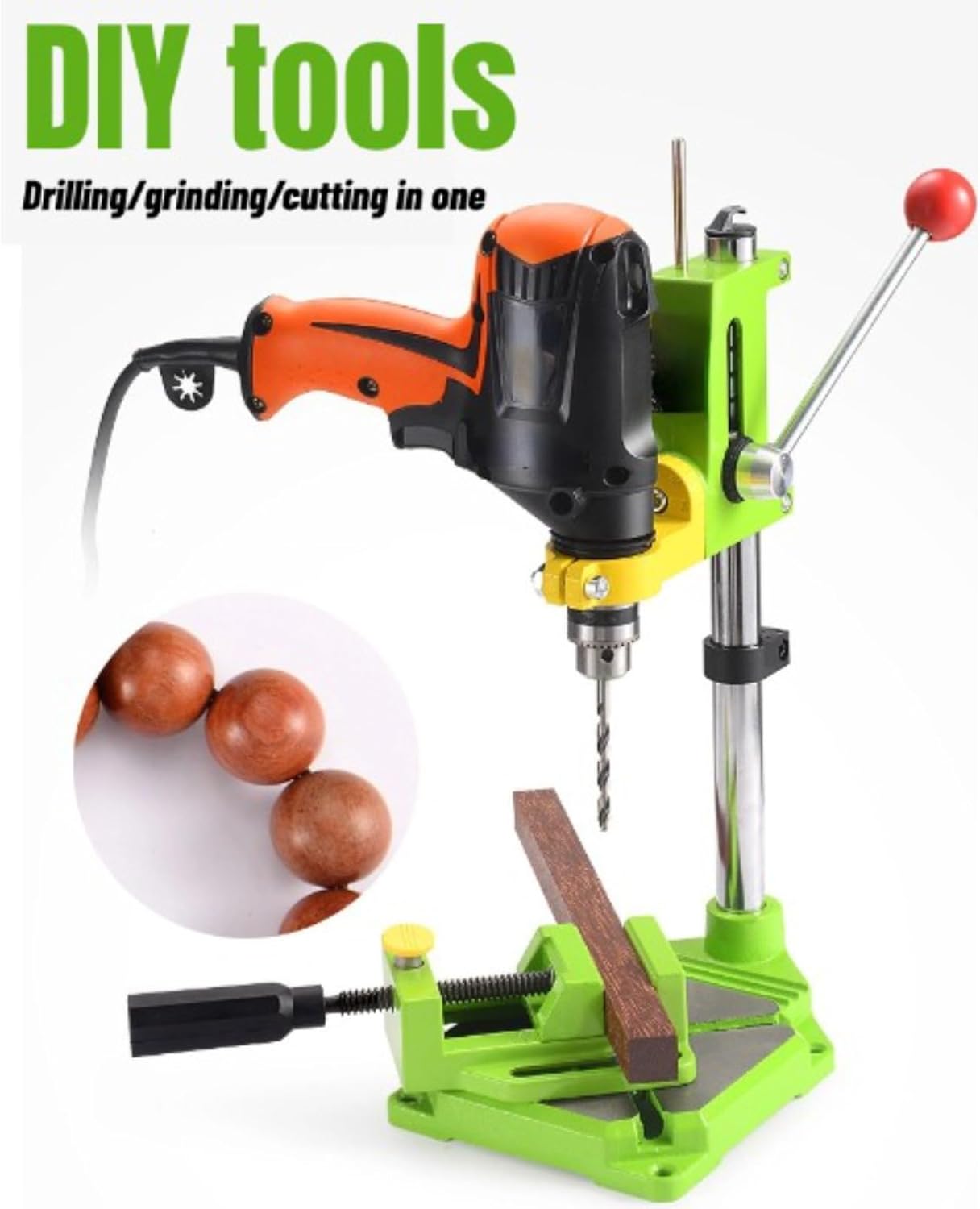 Heavy Duty Drill Press Stand with Drilling, Adjustable Settings, 60mm Travel, 90 Degree Rotatable Floor Drill Press Table for Electric Drills 38-43mm