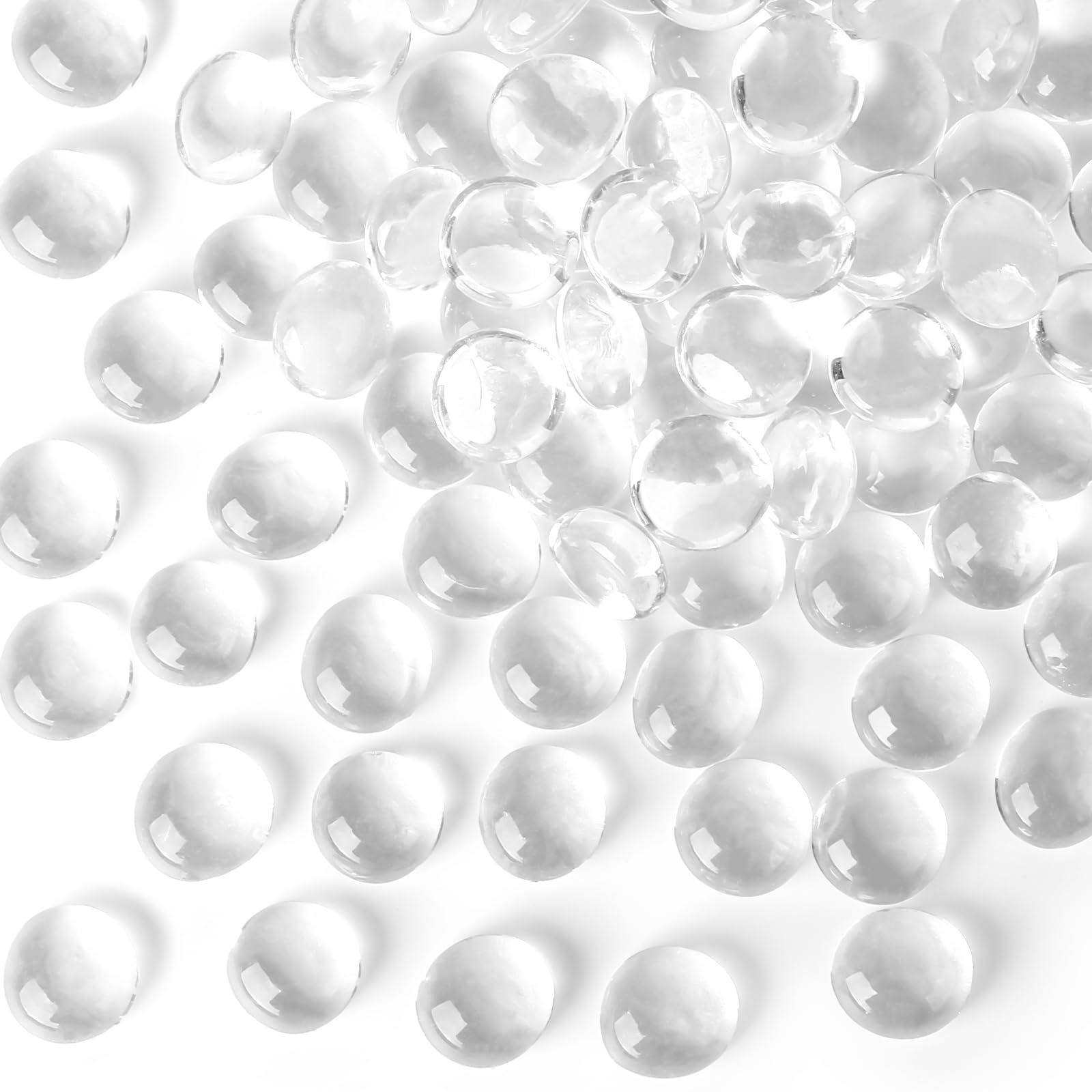 VGOODALL Clear Glass Pebbles 450g, 160-180PCS Mini Glass Beads for Vases Fish Tank, Home Decor