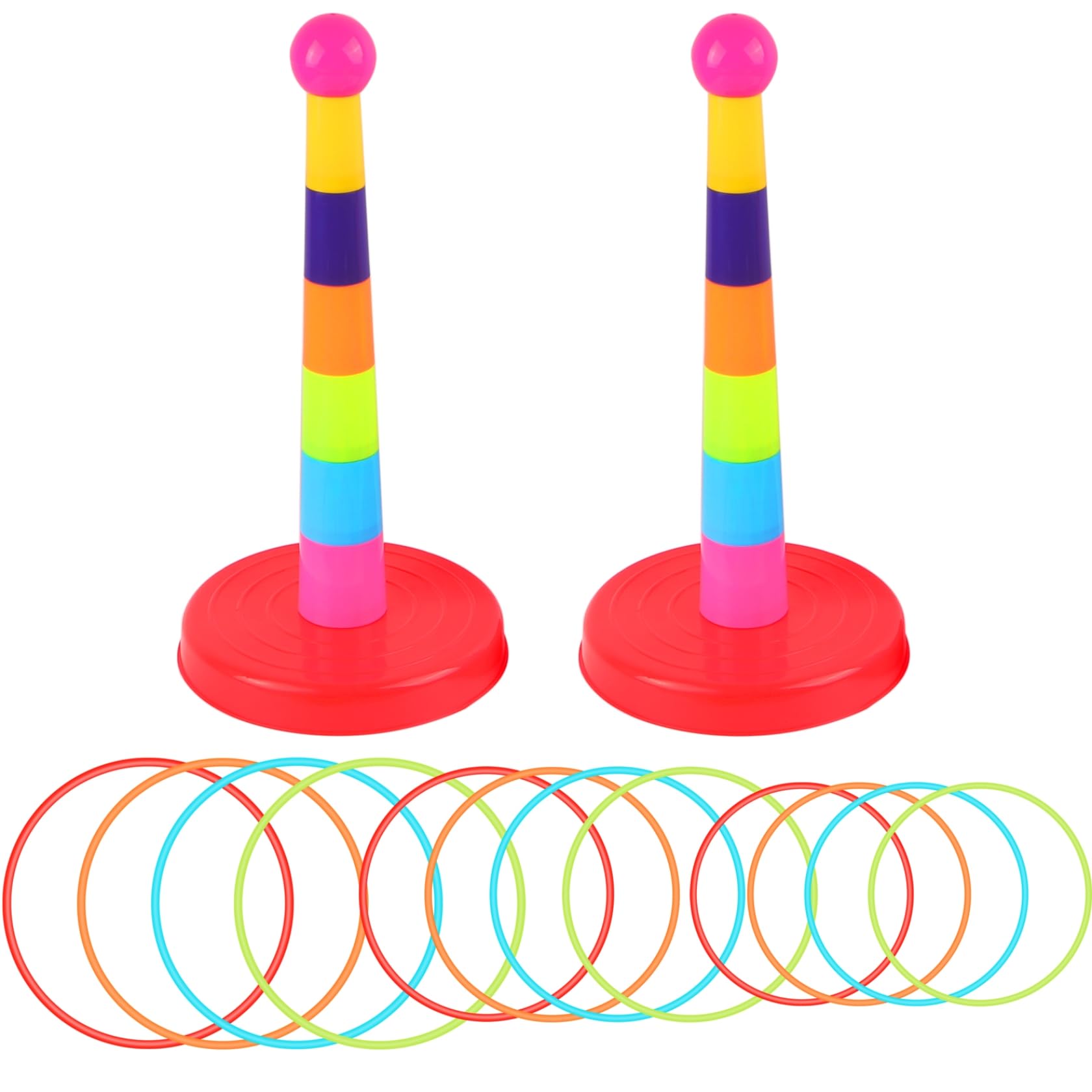 Lancer d'anneaux pour Enfants avec 24 Anneaux de Lancer,Jeux de Lancer d'anneaux de Carnaval pour Enfants, fêtes d'anniversaire, Jeux de Jardin extérieurs.