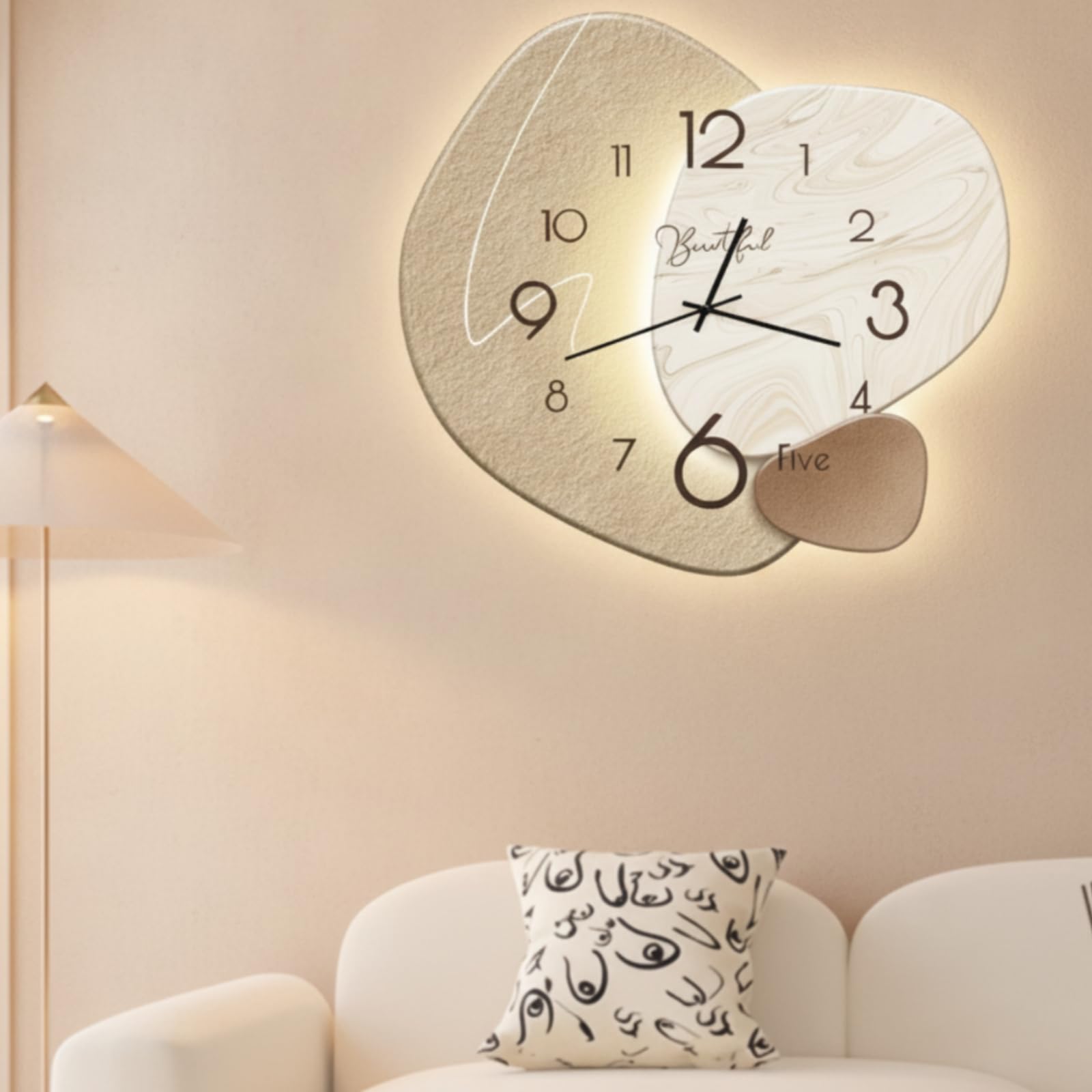 Baoblaze Reloj de Pared Moderno Reloj Decorativo Reloj Iluminado Reloj Silencioso Reloj 3D con Diseño Artístico Irregular Mecanismo sin Ruido y Luz LED, Size to 4, Style to 4
