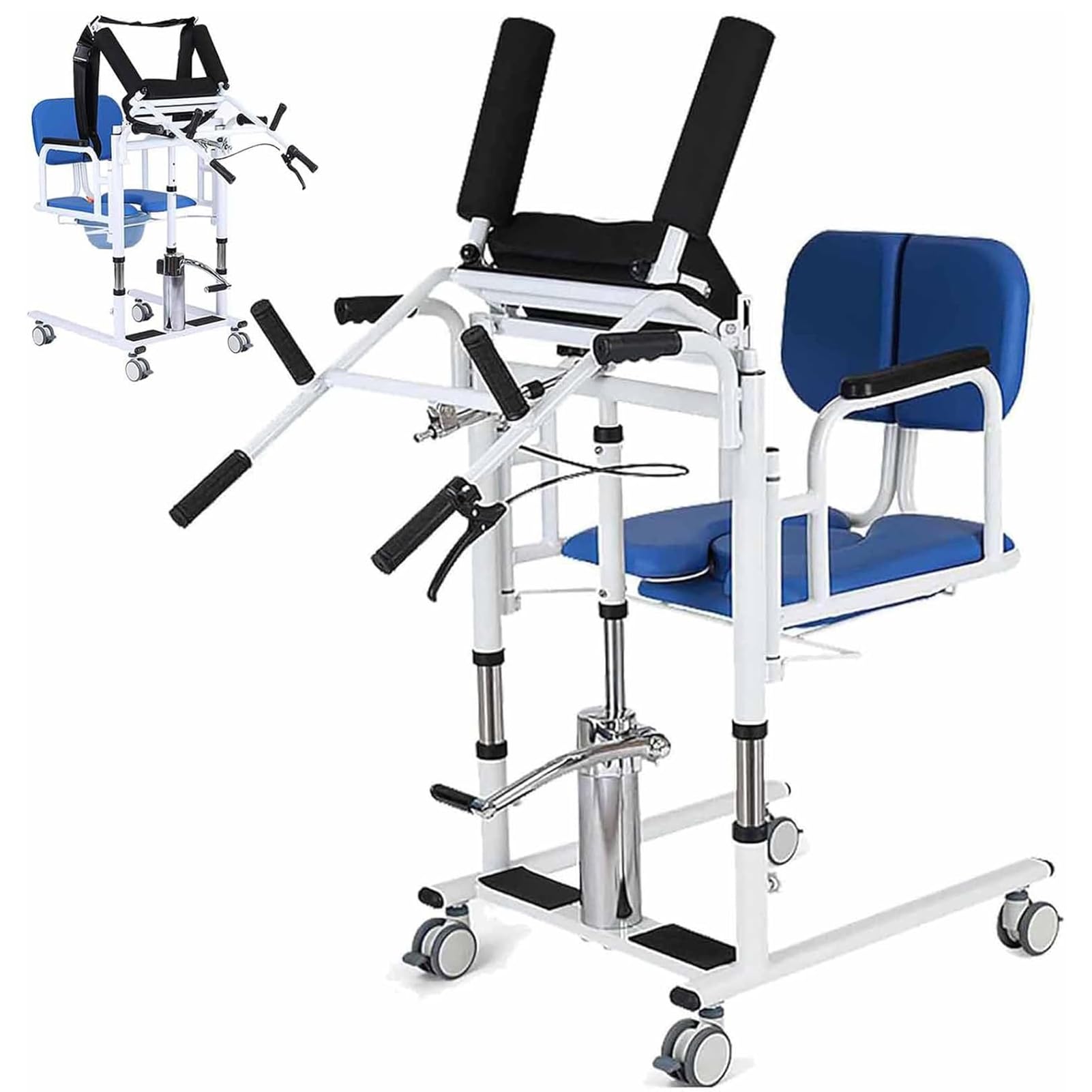Silla Elevadora Para Traslado De Pacientes Con Estante Asistido Del Levantamiento Del Cuerpo Superior, Levantamiento Hidráulico Para Los Ancianos, Transferencia Del Cuerpo (Blue, A)