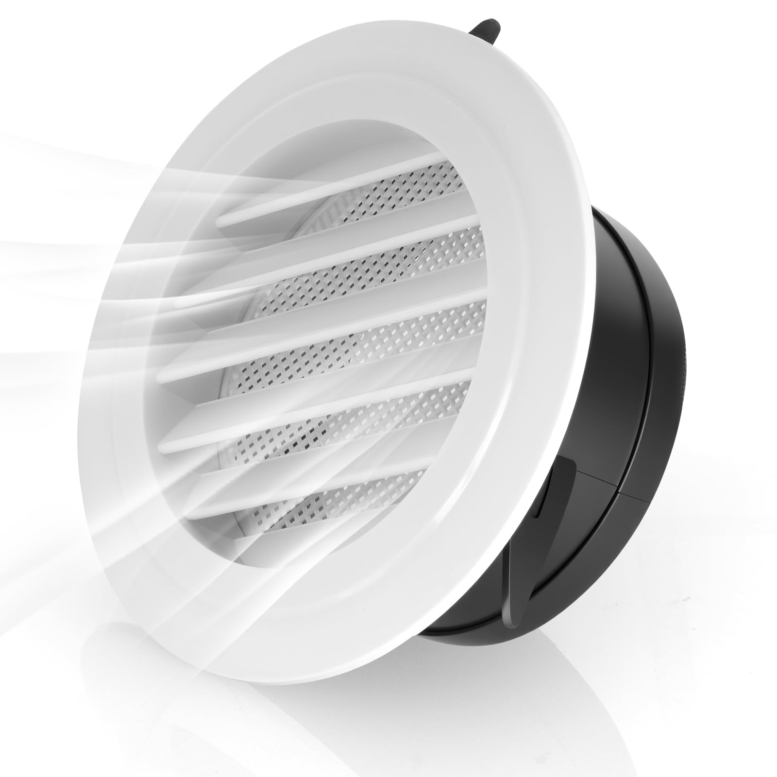 NUTKIT 125mm/ 5 Inch Round Louvred Air Vents, Duct Dryer Vent Cover with Flyscreen Mesh