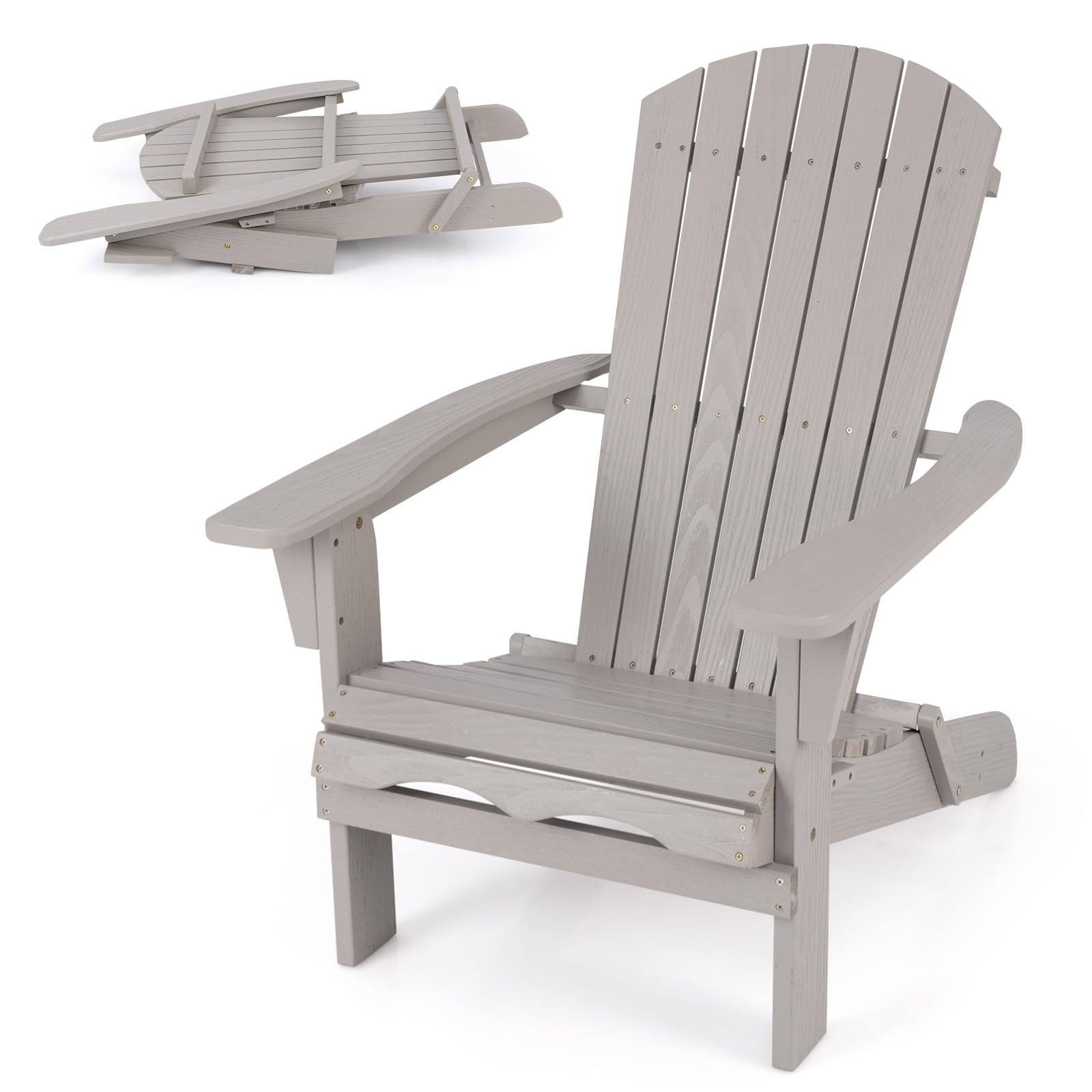 GIANTEX Set di 2 Sedie Adirondack Pieghevoli, Sedia da Esterno con Telaio in Legno di Abete