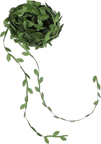 Miniatura 1 de EXCEART 1 rollo de hojas verdes artificiales, enredaderas, patios, hojas de cinta para manualidades, guirnalda de vegetación sintética reutilizable
