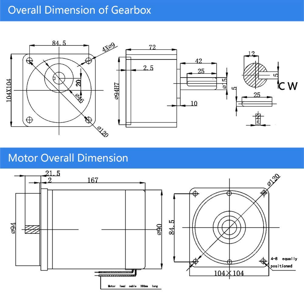 Permanent Magnet Motor, 12V 300W 4.5A 2200rpm 15mm Shaft High Torsion Permanent Magnet DC Geared Metal Gear Reducer Motor Compatible with Lifting Machinery (15RPM) Motor