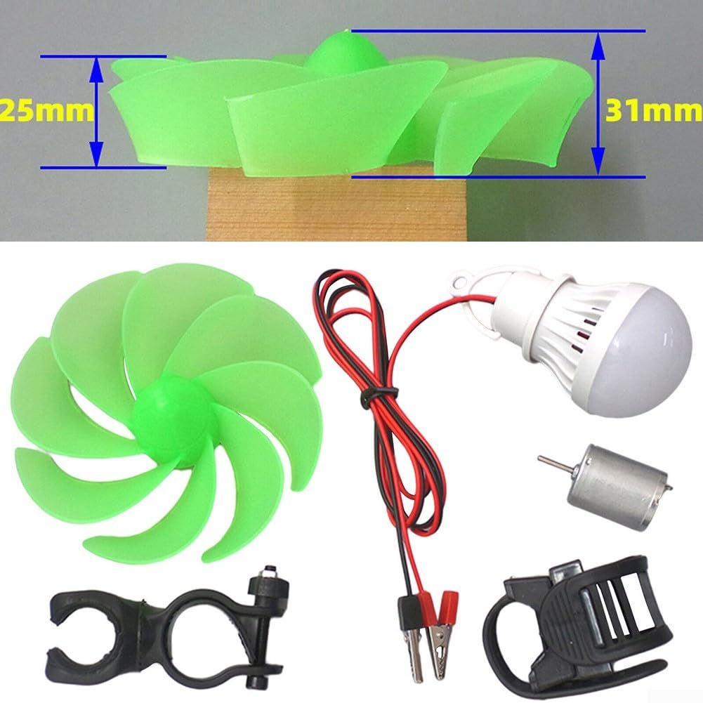 Générateur d'éolienne, mini lame de moteur d'éolienne avec ampoule, kit de bricolage, éolienne, générateur d'énergie alternative pour l'éducation