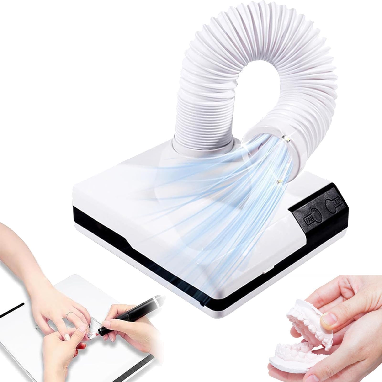 Aspiratore di polvere for lucidatura dentale, aspiratore di polvere for laboratorio odontotecnico, aspirapolvere dentale da tavolo con ventola e tubo telescopico a LED, design a gomito for lavori odon