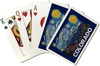 Lantern Press Colorado, Pikes Peak, Starry Night, Contour (52 Playing Cards, Poker Size Card Deck with Jokers)