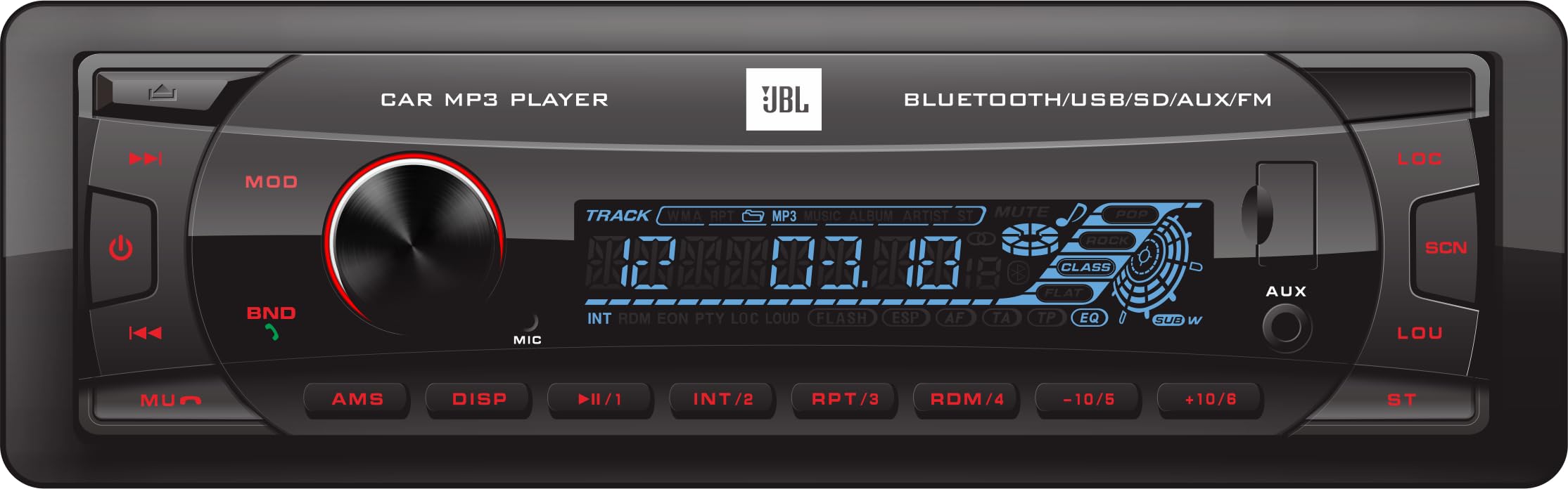 JBL Autoradio Bluetooth Voiture Celebrity 100 par Harman Kardon, Poste Radio 1 DIN, 4x50W, FM, Streaming Bluetooth, kit Main Libre Voiture, écran Amovible, USB, SD et AUX