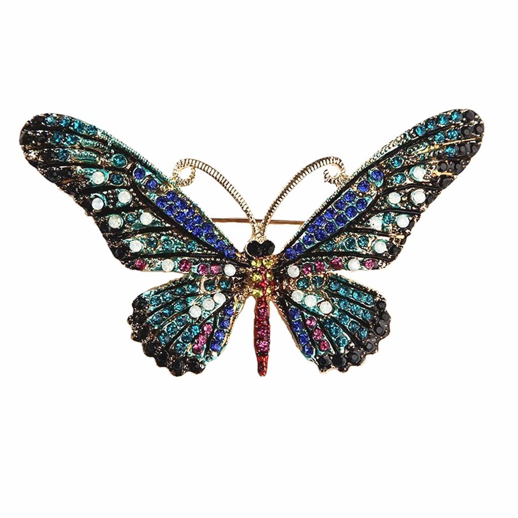 Bunte Strass-Schmetterlingsbroschen, Zinklegierung, Emaille, Tier-Schmetterlingsnadel, Damenbekleidungszubehör