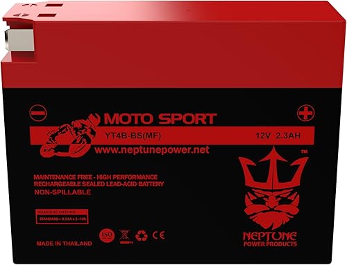 Neptune Power Professional YT4B-BS - Batería de motocicleta LT4B-5, alto rendimiento y sin mantenimiento, batería de repuesto AGM para Suzuki DR-Z50