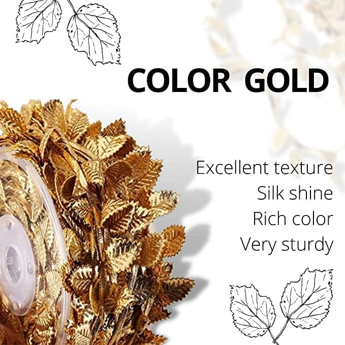 Miniatura 4 de Guirnalda de hojas de oro artificial de 20 yardas para manualidades, guirnalda de fiestas, bodas, enredaderas artificiales