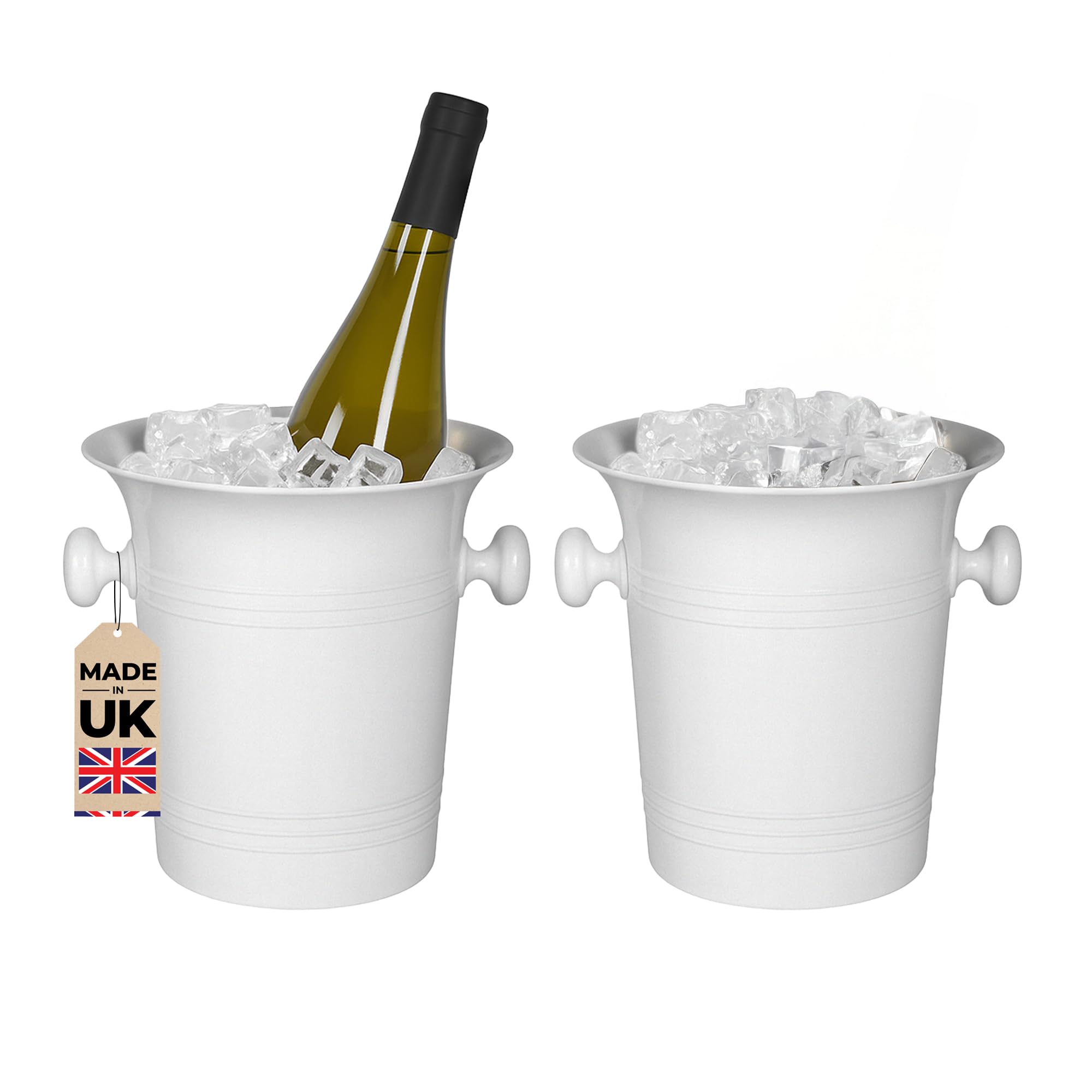 Chabrias Ltd White 2 Pack 3.5 Litre Wine Bucket Champagne, Beer, Wine Cooler, Bar Accessories, Ice Buckets For Parties, Party, Home Bar Accessories, Bottle Cooler Chiller Uk Made