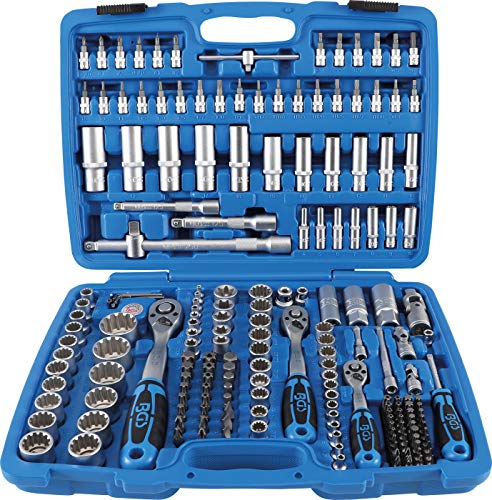 Amazing 🔥 BGS 2247" Gear Lock Socket Set, Silver/Blue, 1/4"inch-3/8"inch-1/2"inch, Set of 192 Pieces
