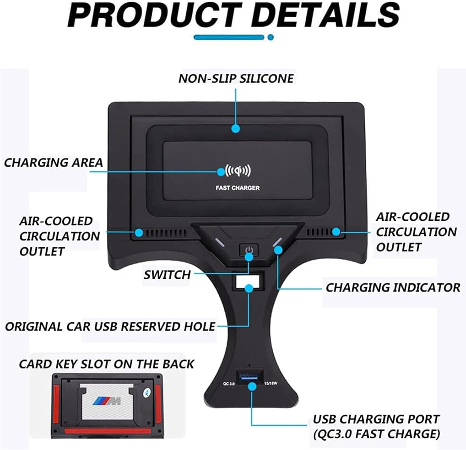 wireless car charger for bmw 3 series g20 2020 2021 bmw 4 series g22g23g26 2021 accessories with qc 3 0 usb fast charging port wireless phone chargi