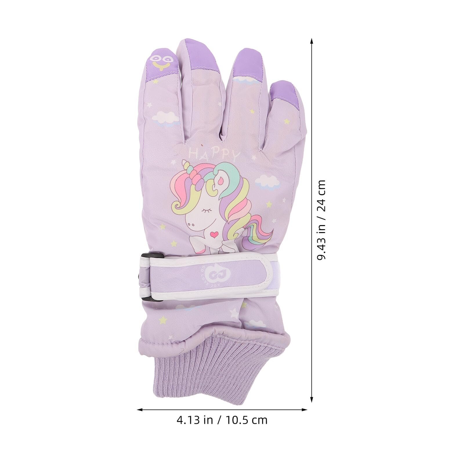 BESPORTBLE Guantes de Esquí Infantiles Impermeables y Térmicos para Invierno Mitones Gruesos Aislamiento de Doble Capa Diseño Unicornio Talla M 6-12 Años para Snowboard y Actividades al