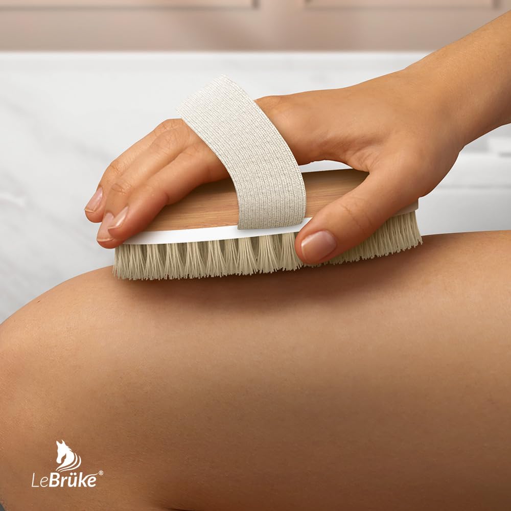 Brosse à sec corps – Brosse exfoliante – Brossage à sec – Poils naturels – Exfoliation peau