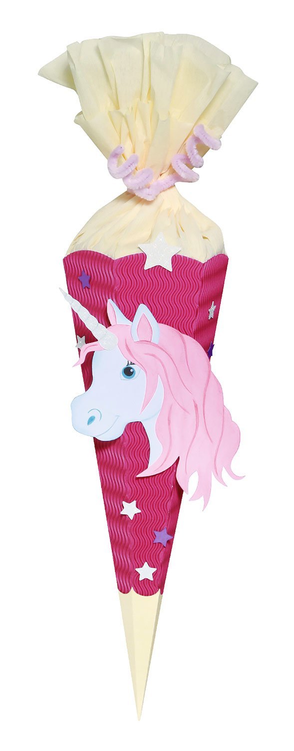 Ursus 9860002 – Schultüte Bastelset Mini, Einhorn, sechseckig, ca. 41 cm hoch, ca. 15 cm Durchmesser