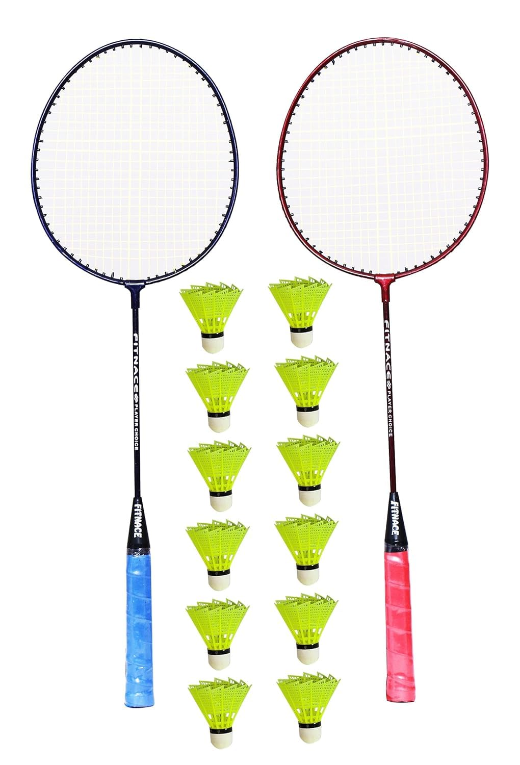 Genric Set of 2 Pc Aluminium Badminton Rackets with 12 Shuttles,Metal, Multicolor-picture-29