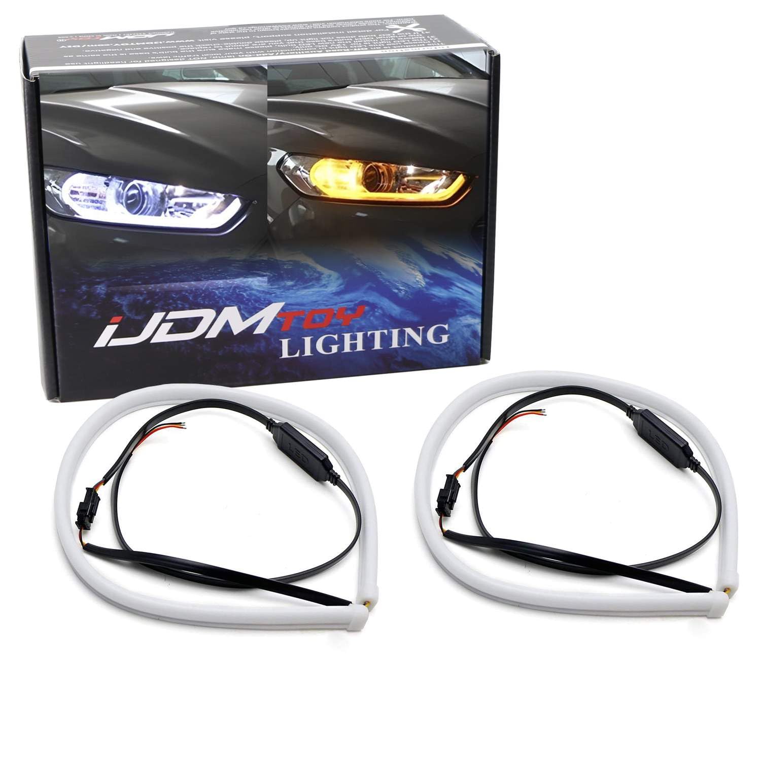 iJDMTOY White Amber Switchback LED Custom Retrofit Daytime Running Lights