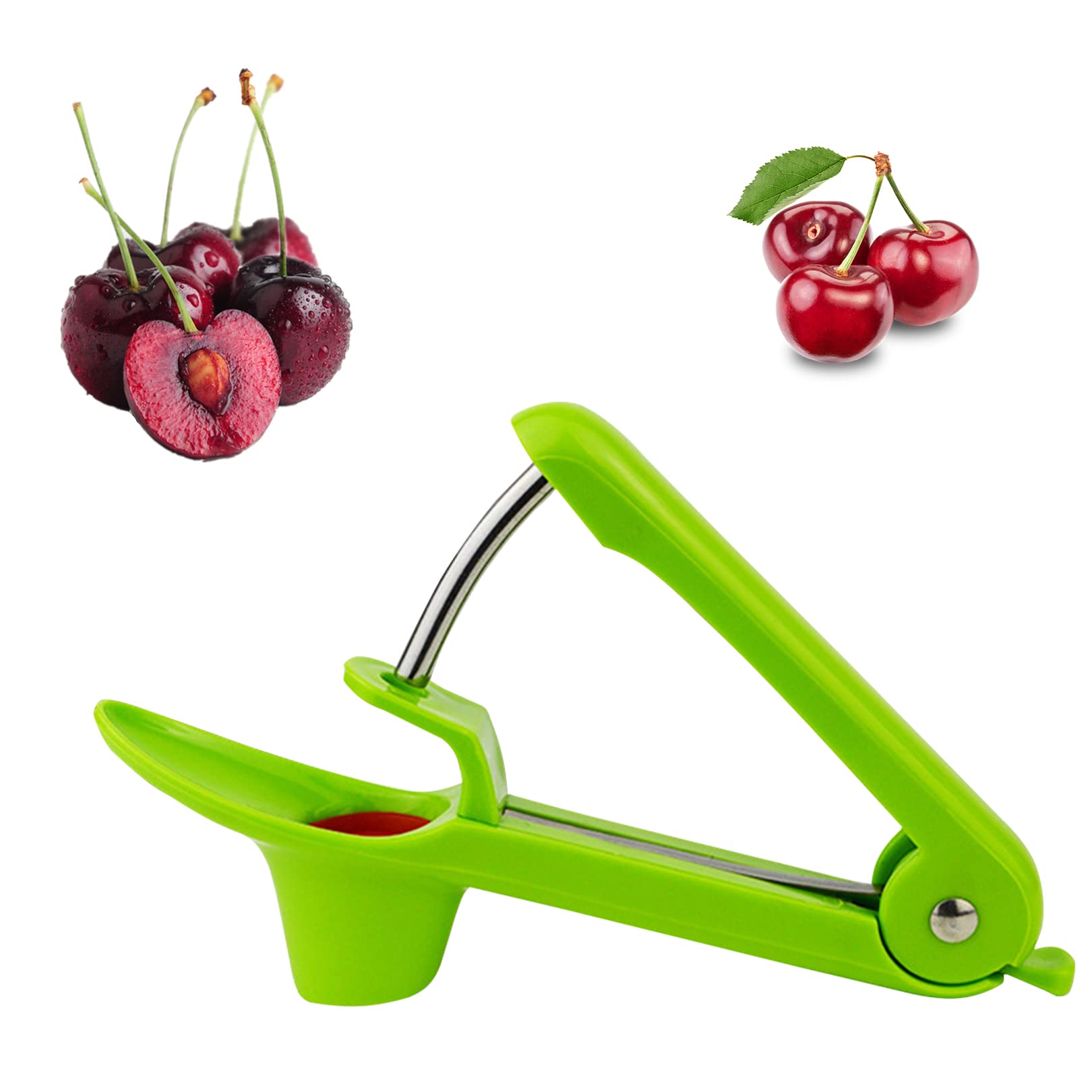 Cherry Pitter and Stoner Tool with Stainless Steel Rod for Olives, Dates - Fruit Pit Removal Device