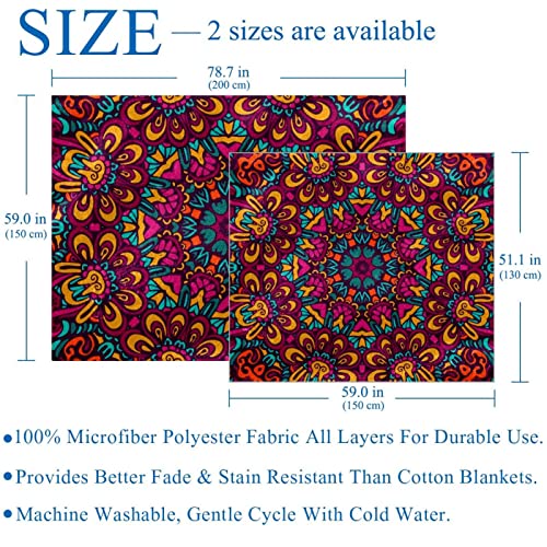 Couverture microfibre pour lit adulte et enfant plaid mandala confortable