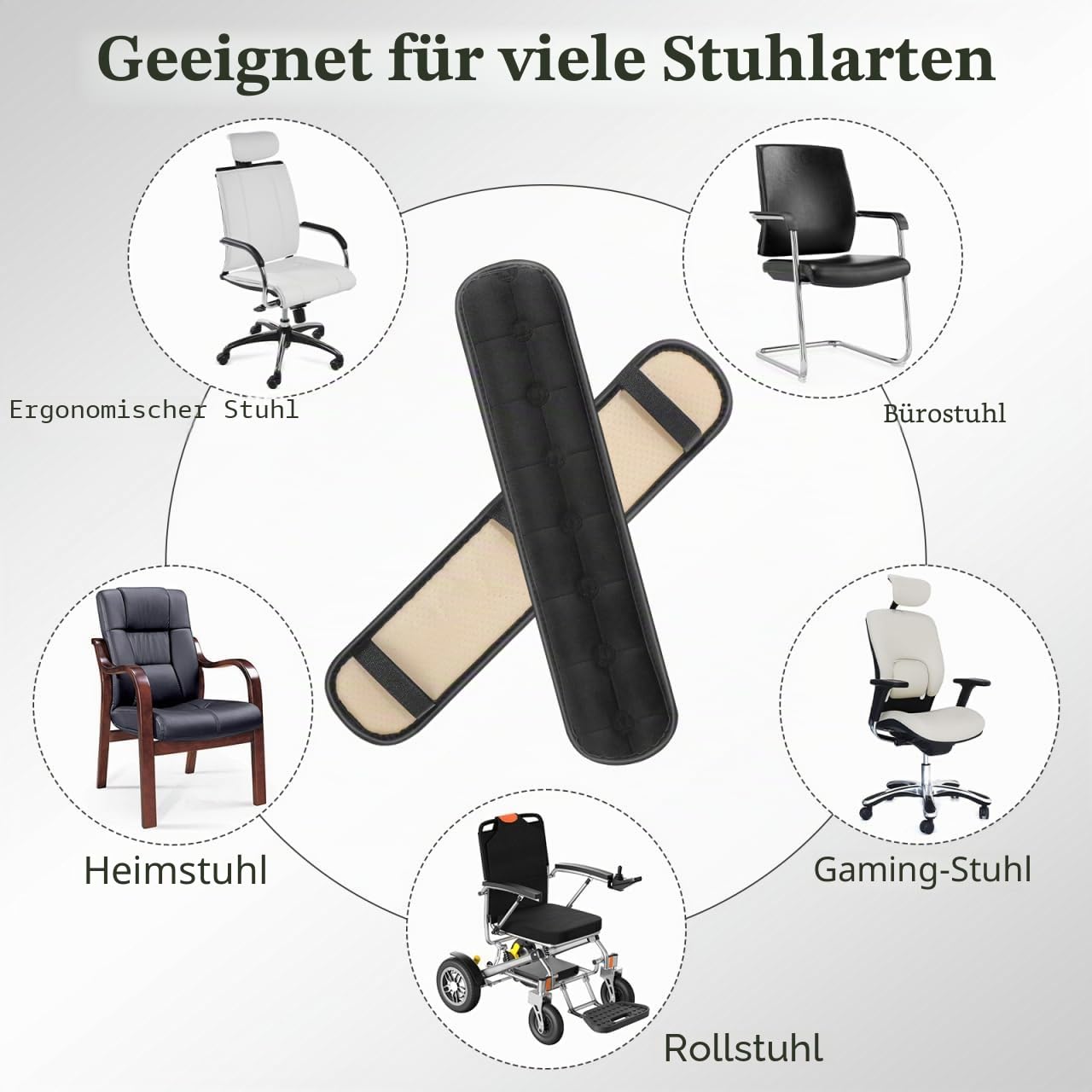 BESPORTBLE Armlehnenpolster Für Stuhl 17.72X3.94X0.39In Elastische Schutzbezüge Für Büro Esszimmer Barstuhl Weich rutschfest Komfortable Armauflage