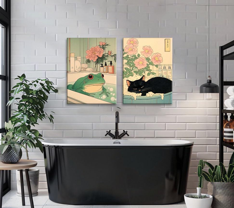 Image of Frimeeme Japanese Bathroom Wall Art 12x16 Inch