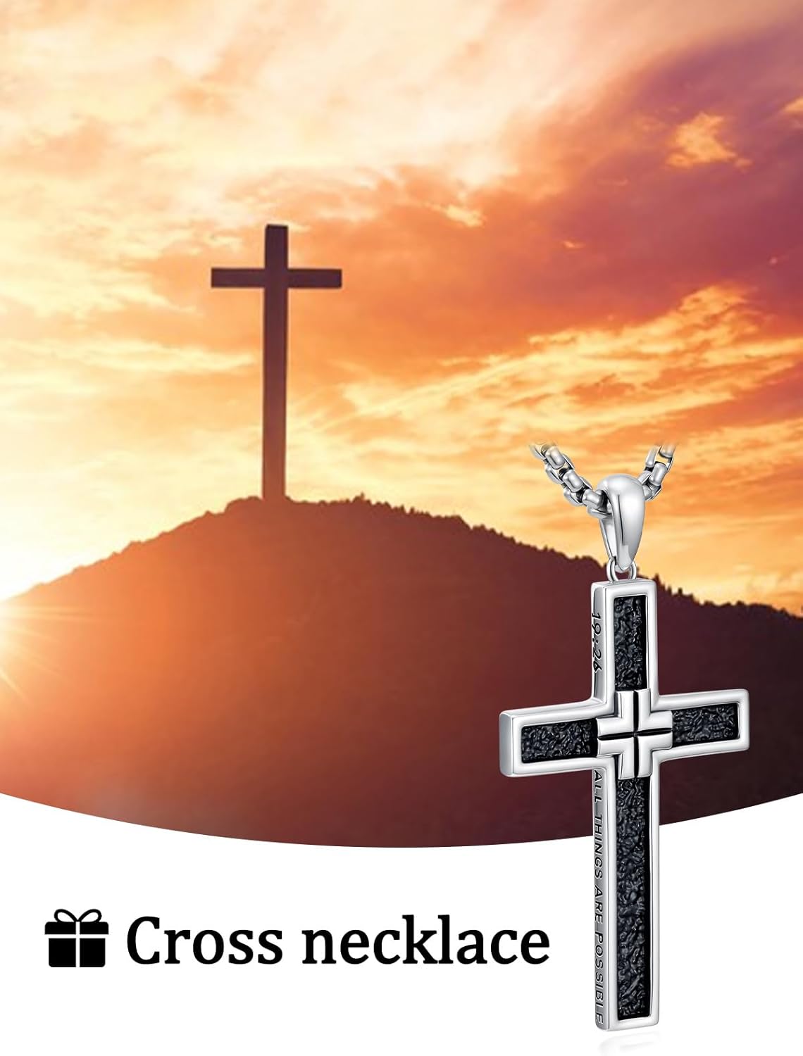 Men's Cross Necklace 925 Sterling Silver Cross Pendant Fathers Day Anniversary Birthday for Women Men Father Dad Husband Son Brother - Image 4