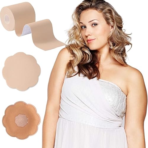 Okela Cinta de pecho XL para senos grandes, cinta transpirable para levantamiento de senos, cinta atlética de levantamiento de senos con brasier