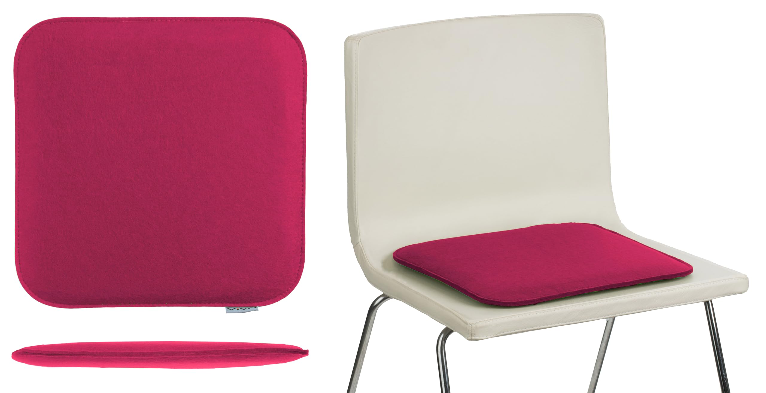 Brandsseller Lot de 6 Coussins d'assise en Feutre 35 x 35 x 2 cm – Galettes de Chaise carrées et Robustes pour l’intérieur et l’extérieur, Assise rembourrée Confortable - Rose