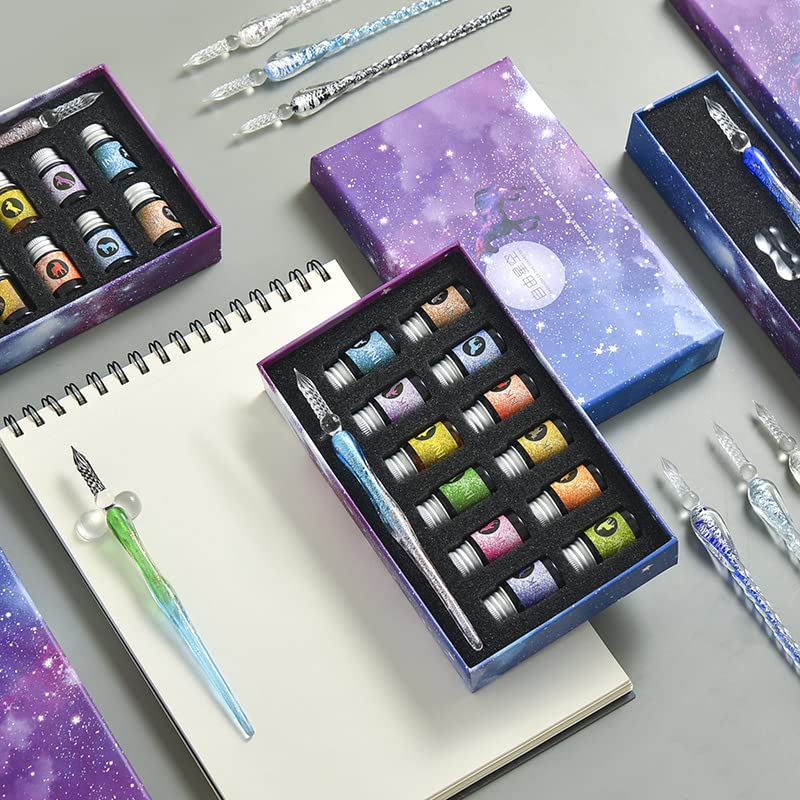 Amazon | 星空ガラスペン インクセット 12色インク ペン1本 ギフト