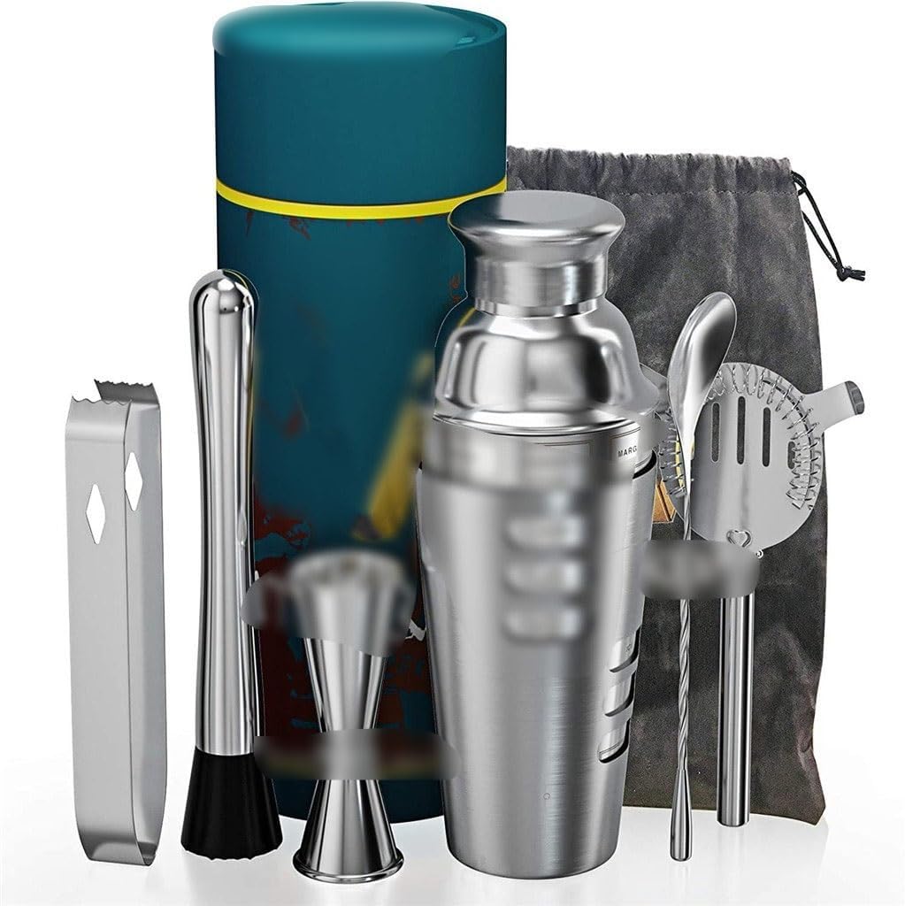 English Shaker with Graduated 7-piece Stainless Steel Cup Set Measuring Crushed Popsicle