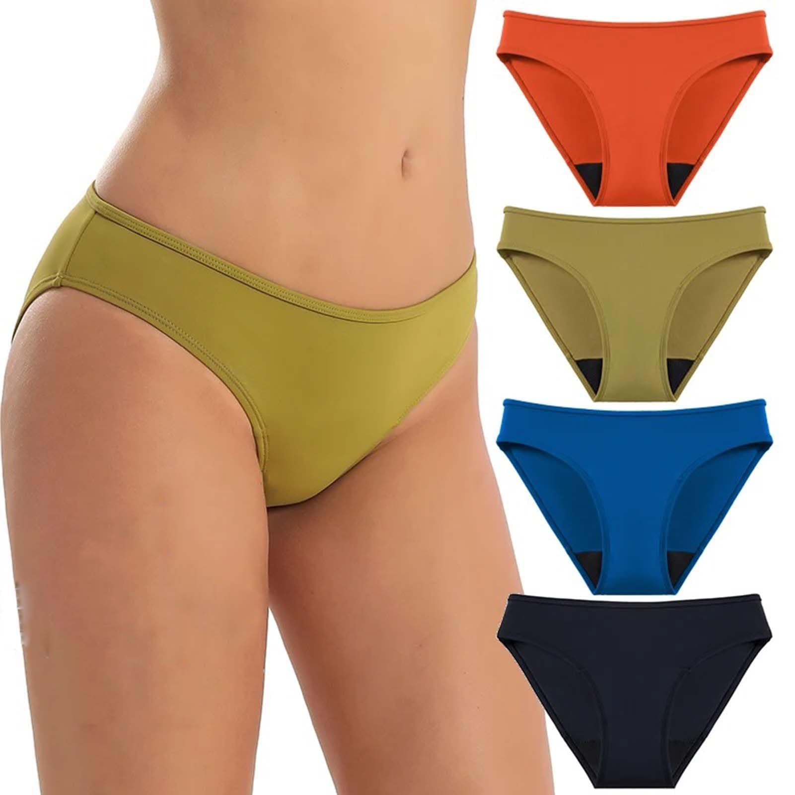 Bragas Menstruales Flujo Abundante,Bragas Postparto Mujer,Periodo Menstrual,Ropa Interior de Algodón Cintura Media,Pack de 4