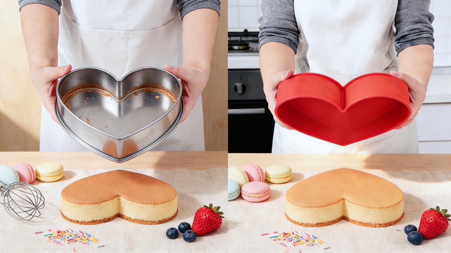 Molde de silicona antiadherente con forma de corazón, molde de silicona de grado alimenticio de 10 pulgadas, apto para horno y microondas, perfecto para hornear pasteles, pan, chocolate y tartas de