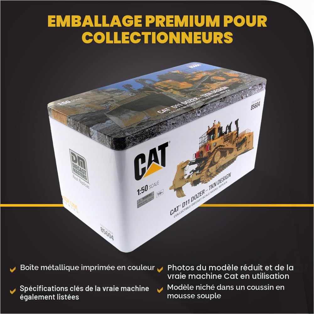 Diecast Masters 85604 - Cat D11 Fusion Track Type Tractor, échelle 1:50, à partir de 14 Ans, en boîte métallique, Convient aux collectionneurs