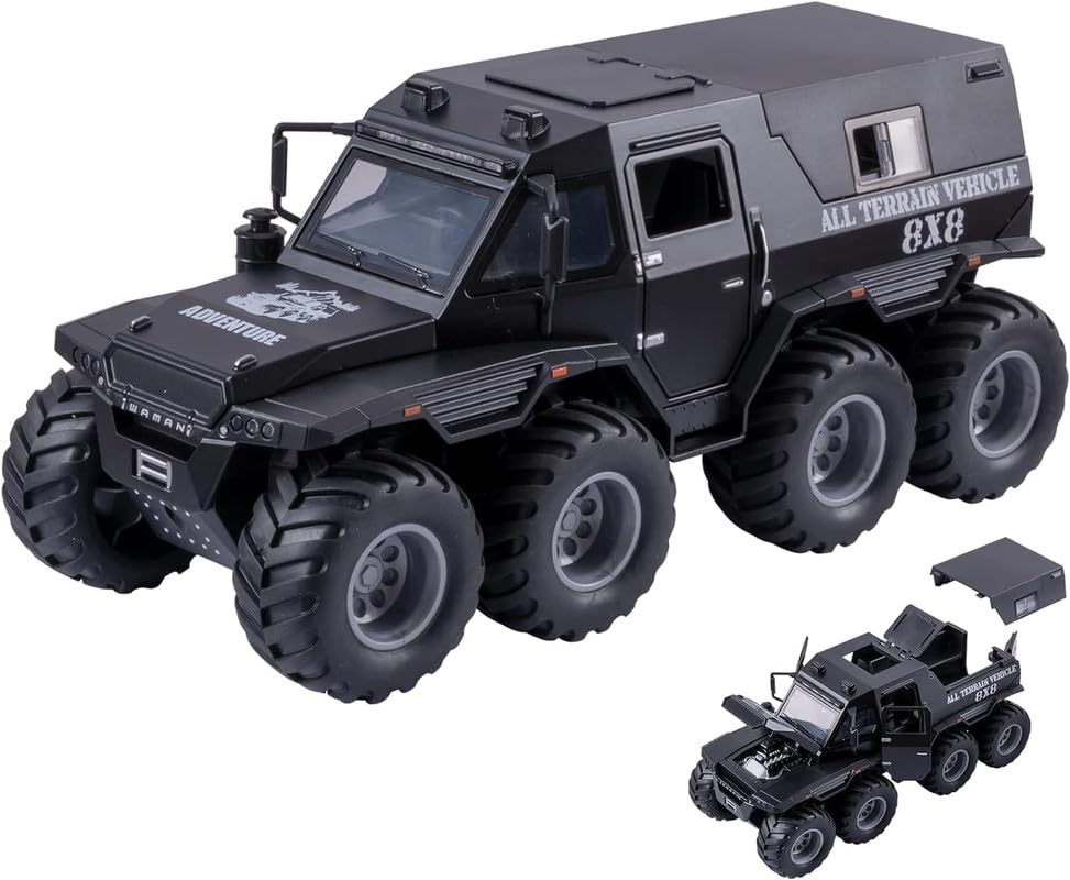 Image of Play Boy 1:32 8x8 SUV Police Pickup Model Diecast Metal Alloy Pullback Toy Vehicle with Openable Doors Light and Music Car for Kids (Multicolor)