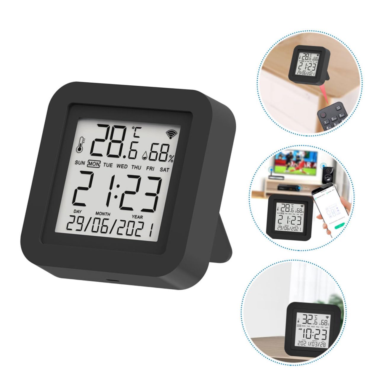 Angoily Termometro Digitale Display Lcd e Monitor di Umidità e Temperatura Piccolo Termoigrometro Digitale per Interni Misuratore di Temperatura e Umidità Domestico Alimentato USB