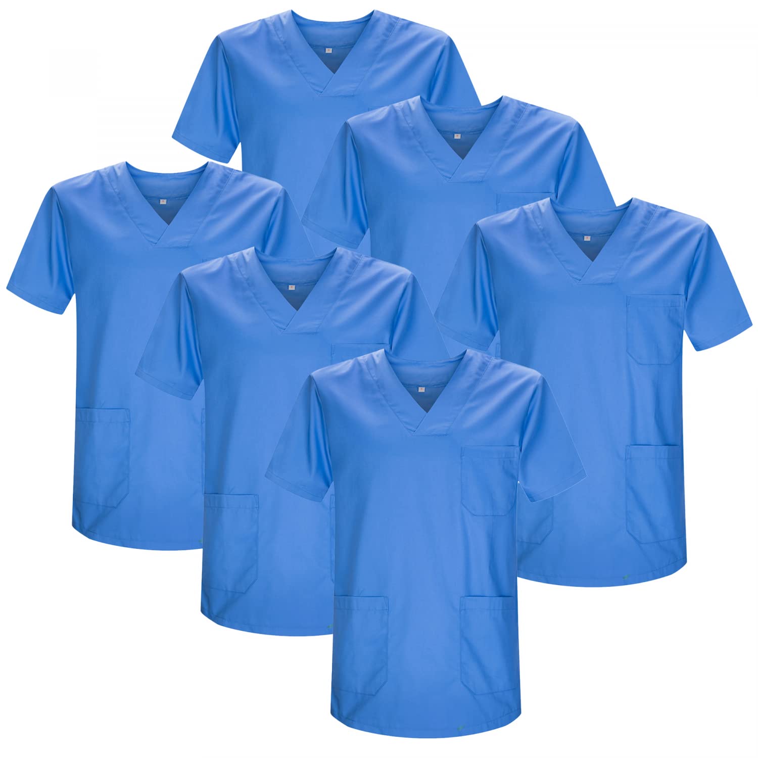 MISEMIYA - Opakowanie 6 sztuk - Sanitarny Unisex MEDYCZNY Pielęgniarka Mundurowi Sanitarne, Celeste 21, XXL