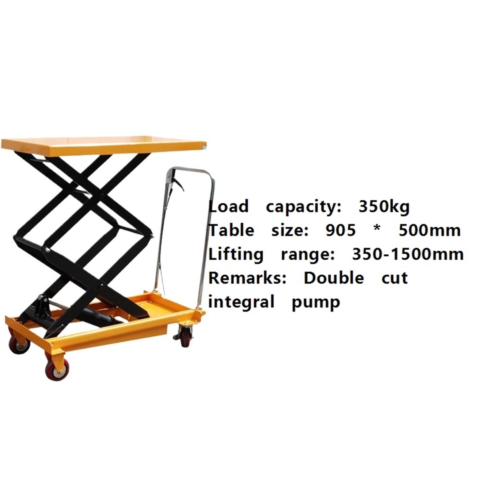 Hydrauliczny wózek podnoszący, wysokość podnoszenia, podwójne nożyczki paletowe do przenoszenia i transportu materiałów (350kg)