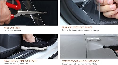 Miniatura 3 de LZLRUN Kit de herramientas gratis transparente protector de borde de la puerta de coche protector universal de la puerta del coche adhesivo anti