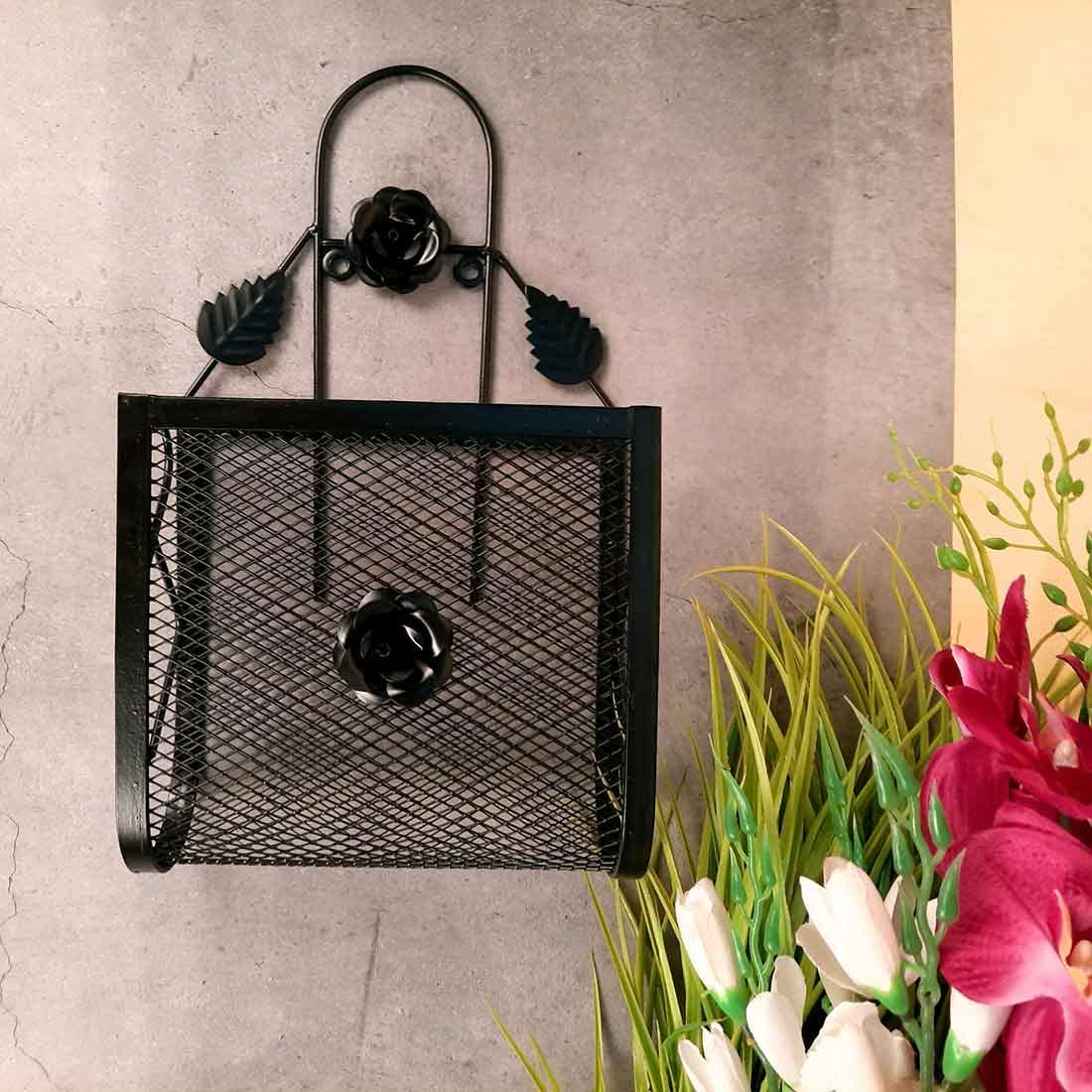 Magazine Holder Wall Mount - Black Iron Organizer -2 Magazine Holder Wall Mount - Black Iron Organizer -2