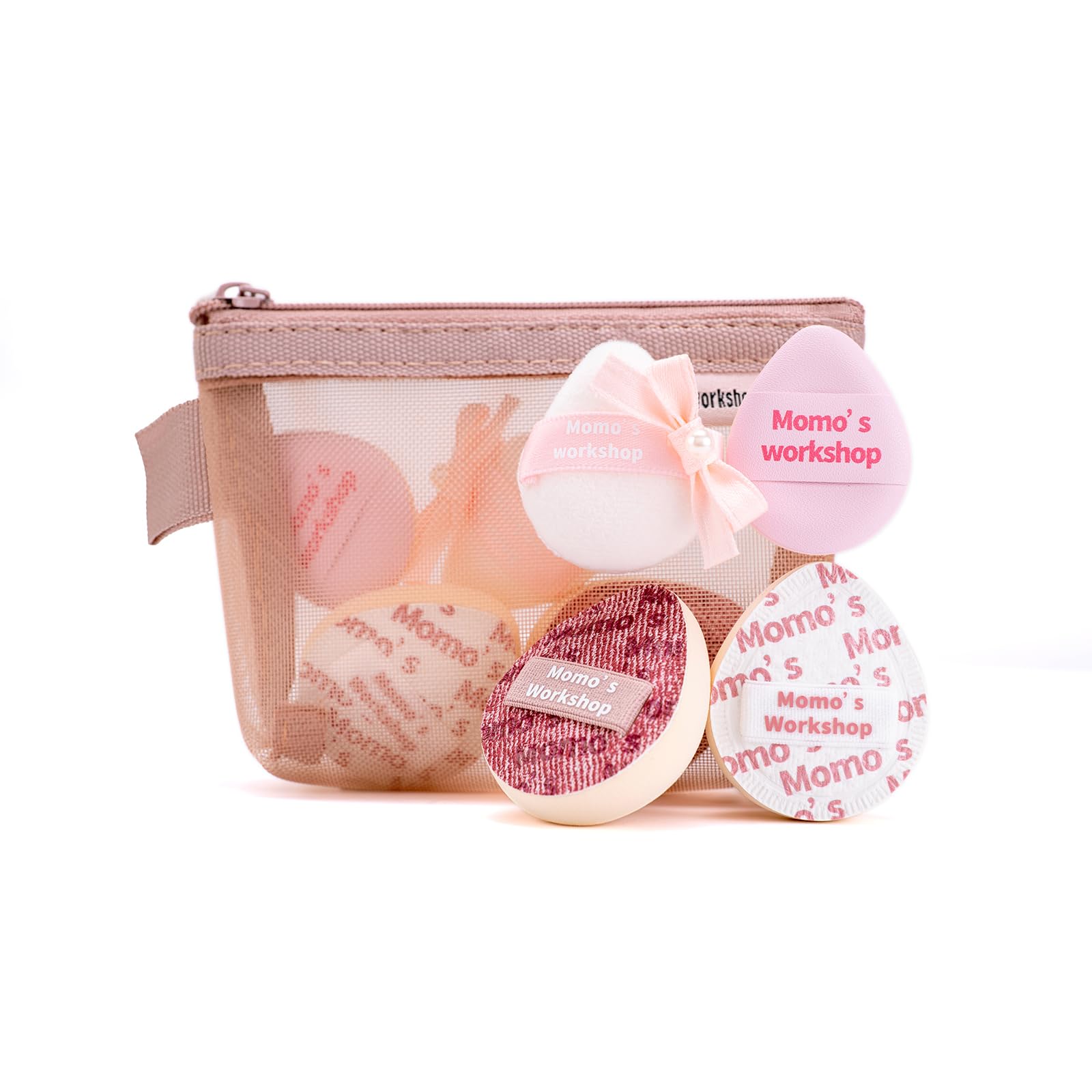 Momo's Workshop Denim Makeup Sponge, MINI Blending Puff for Liquid & Cream Foundation, Long-Lasting Foundation Puff,Green 4pcs