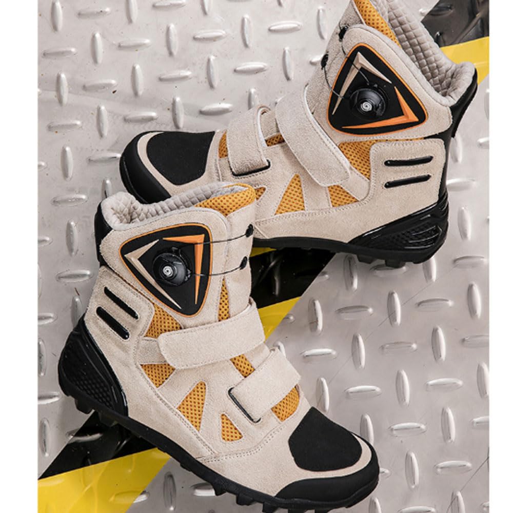 Scarpe da Moto da Strada Antiscivolo,Stivali da Moto Uomo Impermeabile,Protettivi da Moto ScarpeIin,Antiscivolo Suola in TPU,per Moto,Fuoristrada,Pendolarismo,Design con Fibbia Rotante