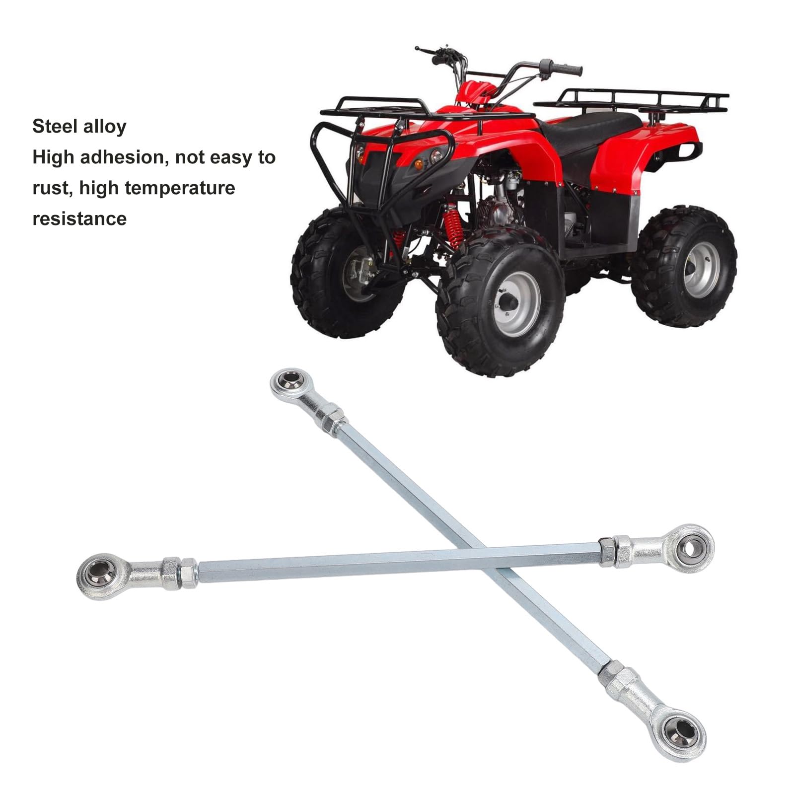 VOBOR 1 Paio Kit Tiranti ATV 280mm Lega di Acciaio Argento Kit Tiranti Giunto Sferico, Giunti Robusti Estremità 'albero Sterzo Set per Quad Dirt Bike ATV Go Kart
