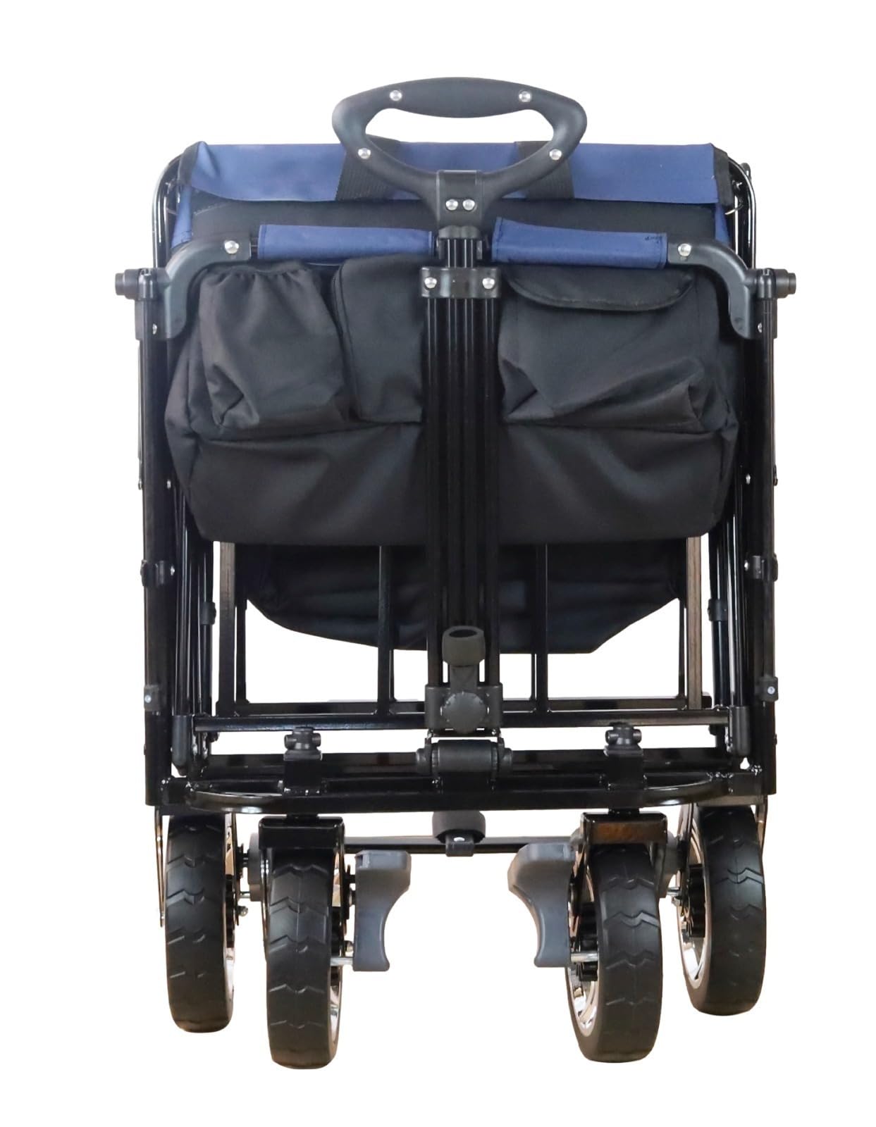 FROSAL Bollerwagen Loki faltbar Transportwagen klappbar schwarz-blau Kinder Klappbollerwagen PU Räder