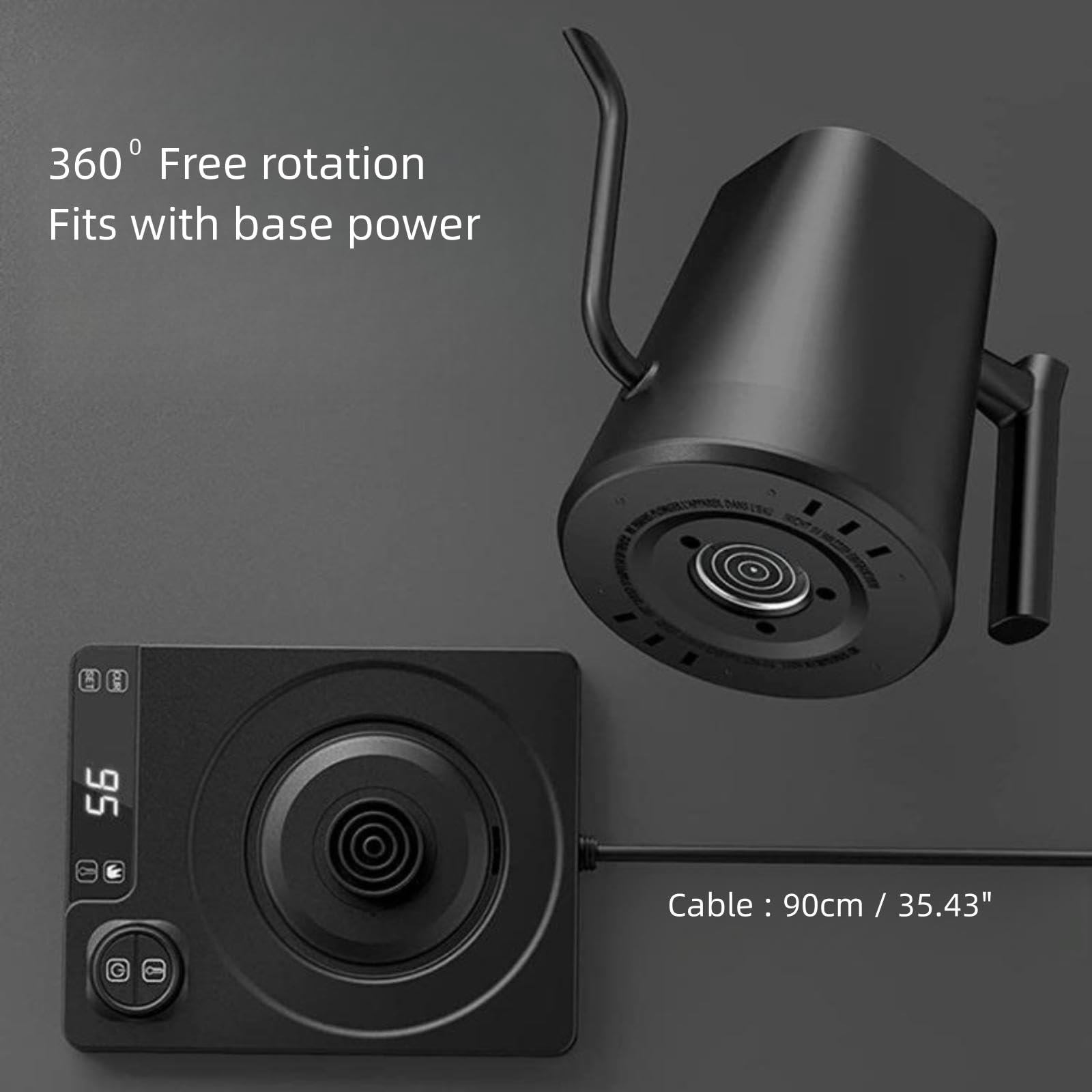 Hervidor eléctrico de cuello de cisne de 1 L para café y té, hervir rápidamente, hervidor de agua de 1200 W, hervidor de agua de acero inoxidable (black A)