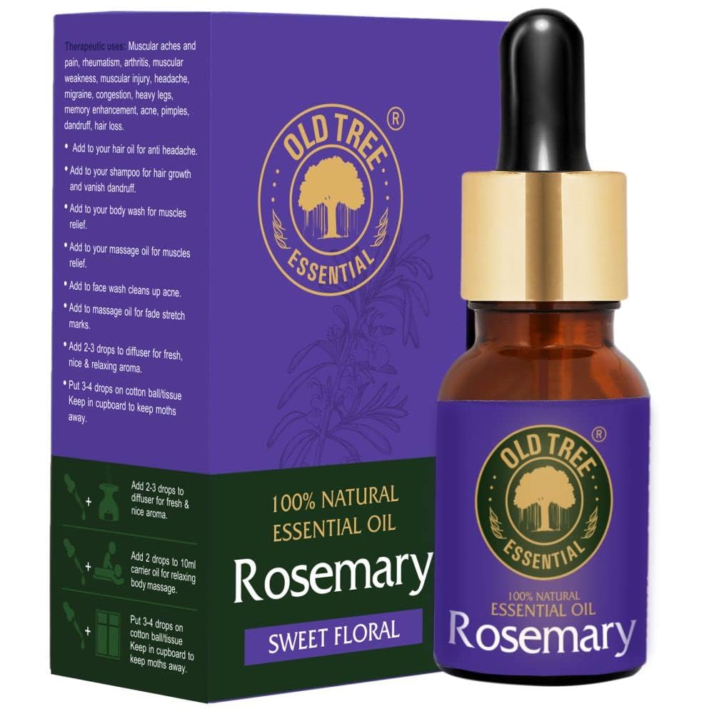 Old Tree Rosemary Essential Oil for Hair Growth for Women & Men (15ml) - Pure and Natural Oil with Dropper for Skin, Body, Diffuser, Aroma Therapy & Relaxation (B01I99PJI6) Amazon Price History, Amazon Price Tracker